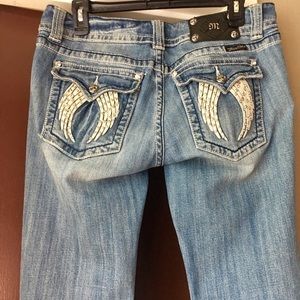 Miss Me Angel Wing Bling Boot-Cut Jeans